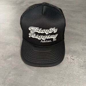 Vintage Construction Rigging Snapback Hat Black White 70s 80s Work‎ Chore Port